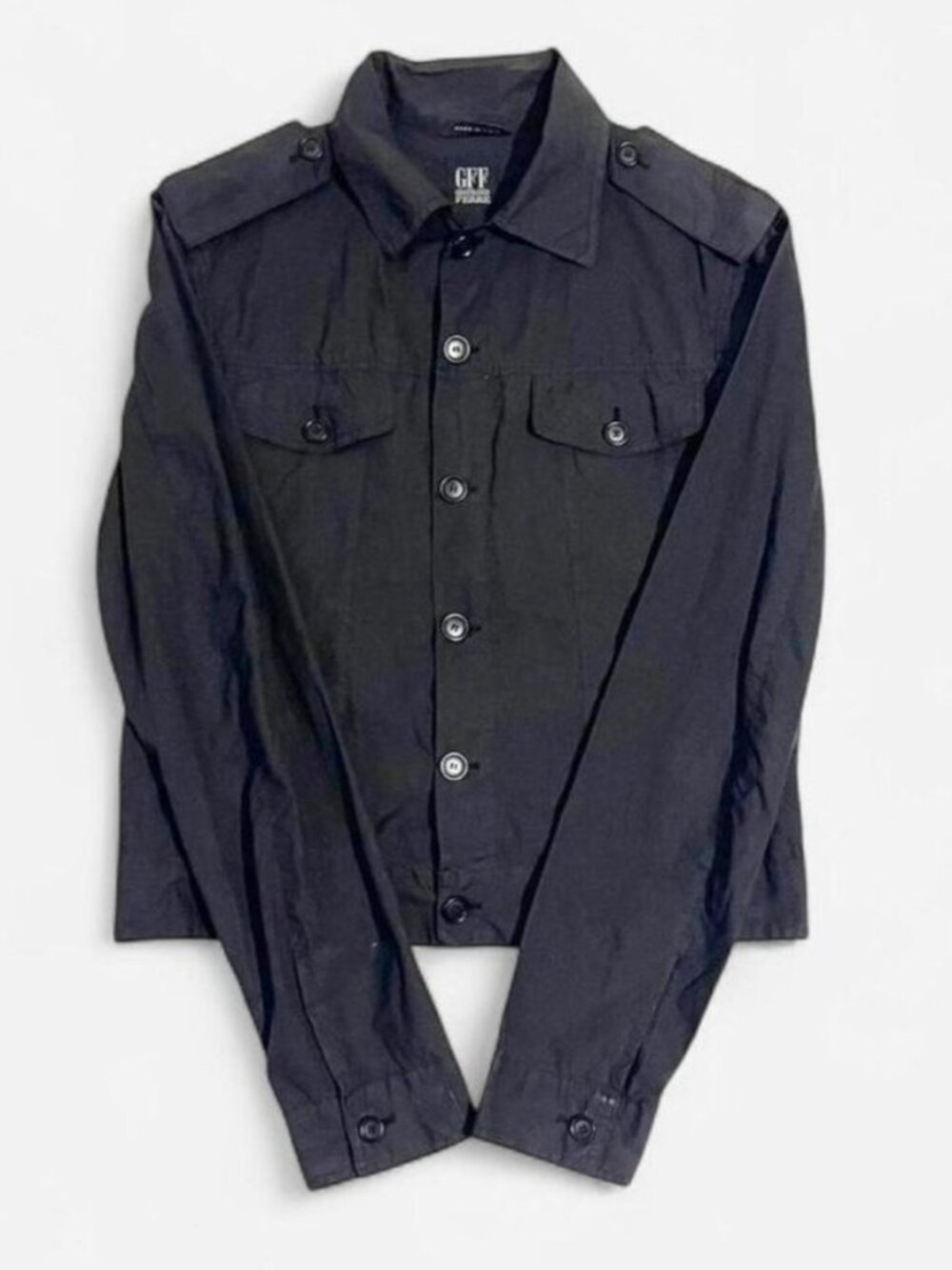 designer Gianfranco Ferre GFF black lightweight jacket